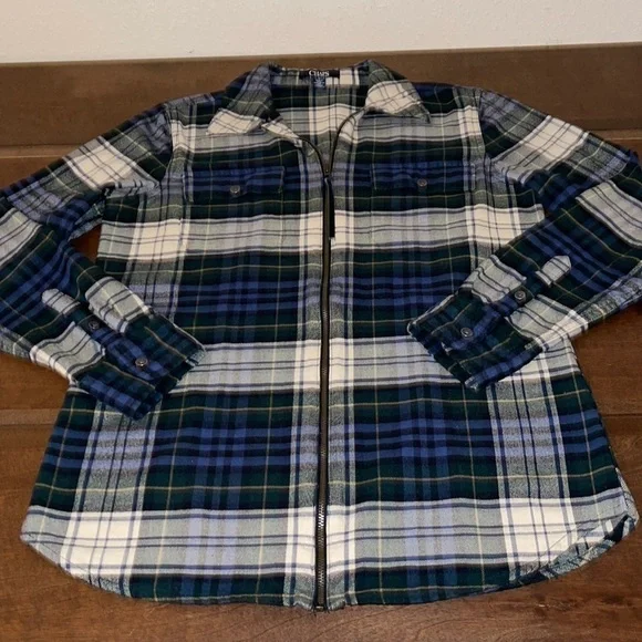 CHAPS Tartan 💯 Cotton Shacket Sz. MD - Picture 16 of 16